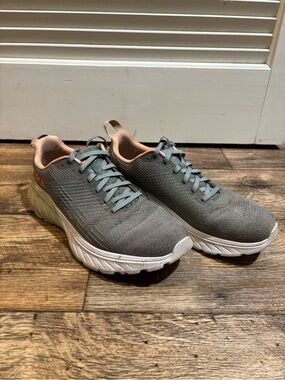 Hoka One One Pro Fly Gray and Peach Athletic Running Shoes